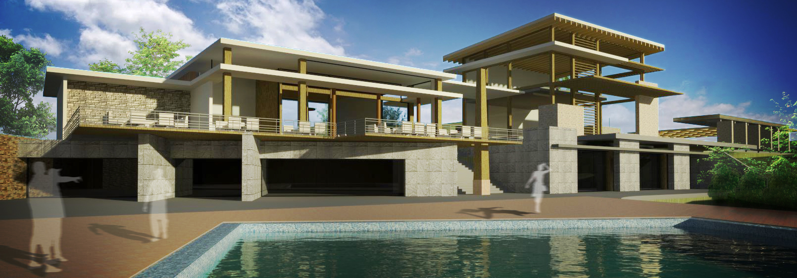 Casa Club VE - Propuesta 01 - vista desde piscina